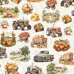 Autumn Spice Orchard Allover -- Cream Background