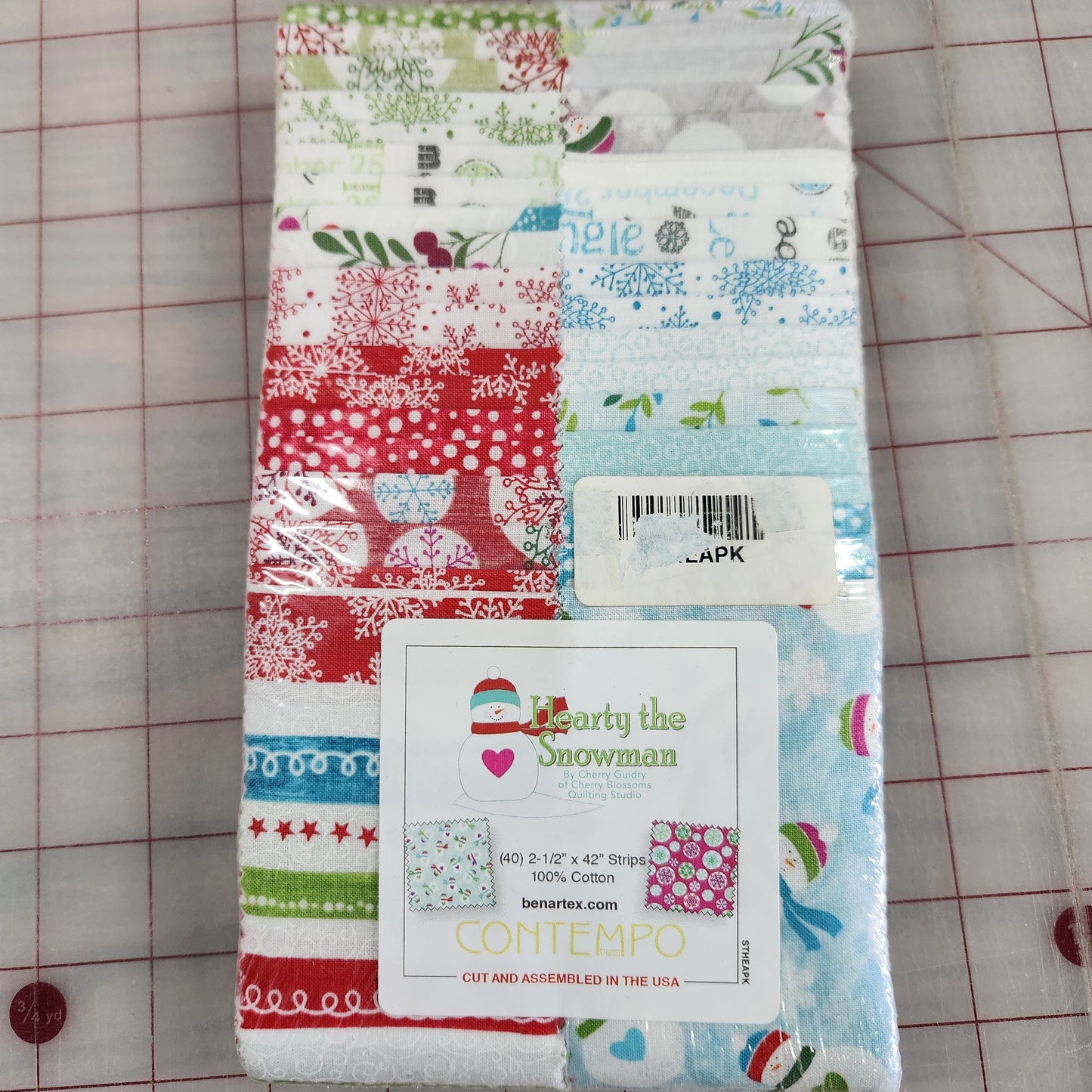 Hearty the Snowman by Cherry Guidry of Cherry Blossoms Quilting Studio for Benartex Strip Pie