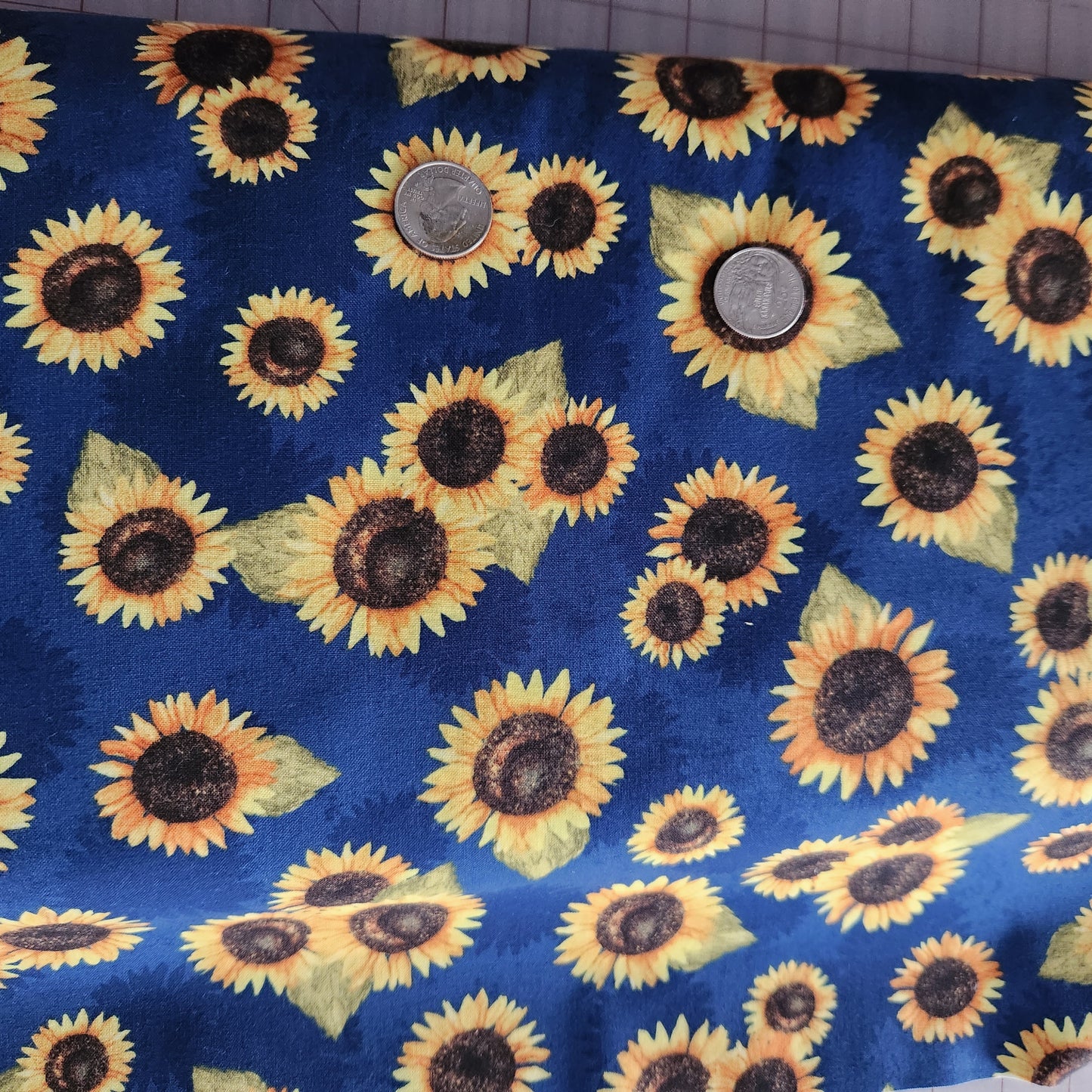 Blue Sunflower Toss, Wilmington Prints, 33841-459