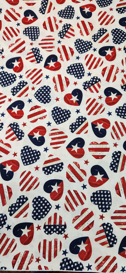Stars and Stripes Hearts by Timeless Treasures