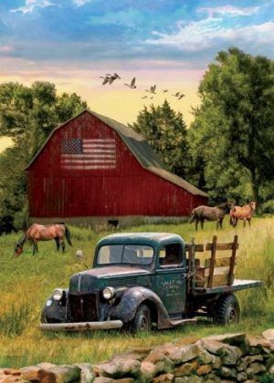 Truck, Barn and Horses Digital Panel by David Textiles GG00540C1