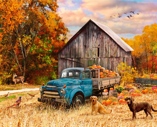 Blue Fall Truck Digital Panel by David Textiles, GG00400C1