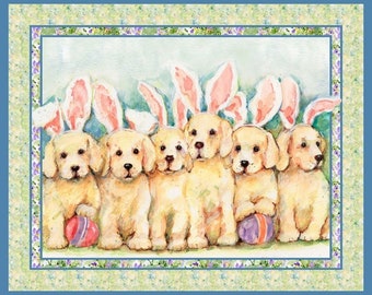 Easter Dog Bunnies Panel, Susan Wingate for Springs Creative