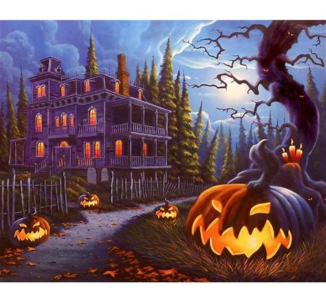 Jack-O-Latern Lane Digital Panel, David Textiles, AL58800C1