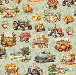 Autumn Spice Orchard Allover -- Sage Background