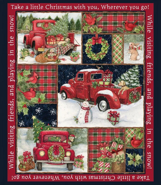Red Truck Collage Panel by Susan Winget for Springs Creative, QLT-1465