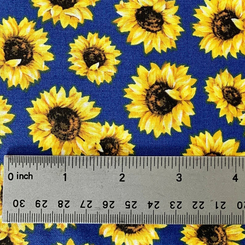 Blue Sunflower Toss, Wilmington Prints, 33841-459